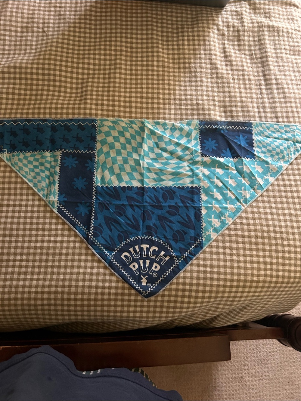 Dutch Bros Dutch Pup Blue Patchwork Bandana Scarf